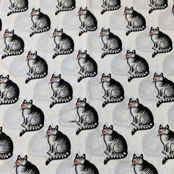 Marlborough Muslin Vintage Cat Sheet Twin Size Black White Red Fabric Kiblan Cat - Picture 6 of 10
